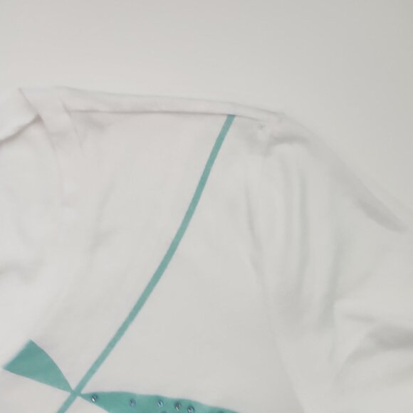 Emporio Armani made Italy 42 / S White Crystal palm leaf print women's t-shirt - Picture 13 of 14